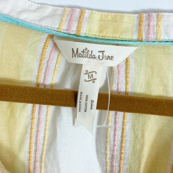 Matilda Jane Womens Striped Summer Picnic Top Yellow White Medium - Picture 5 of 6